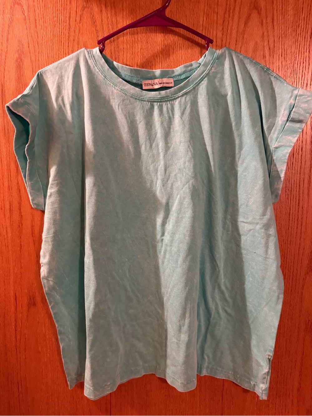 Zenana Outfitters Seafoam Crewneck acid washed Short Sleeve Tee